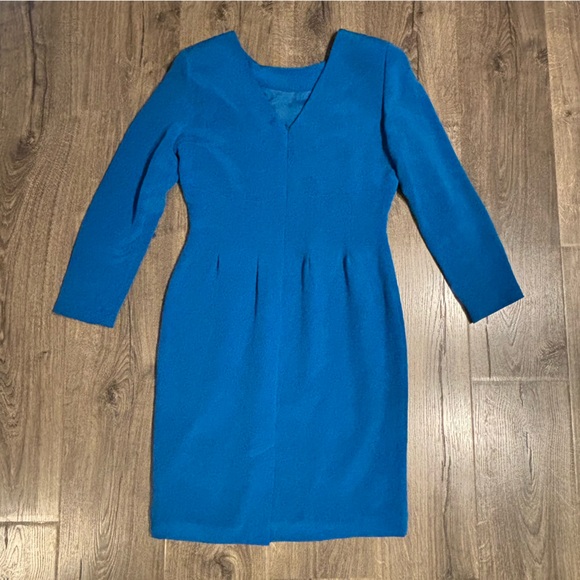 Vintage Pape’ll Too Elegant Teal Women's Dress 100% Silk size 6 - Picture 3 of 16